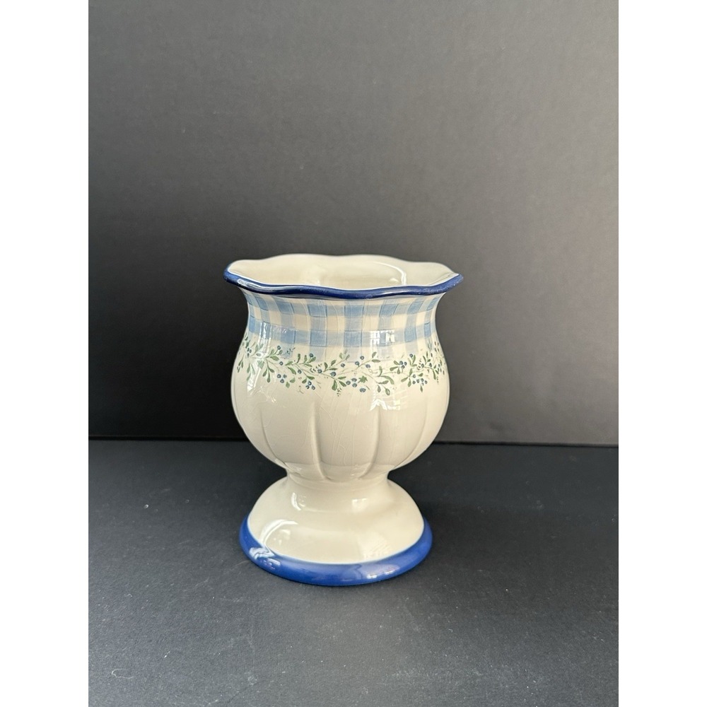 VTG "Blueberry Cottage" Vase produced by Woods Designs for DEMDACO in 2003
